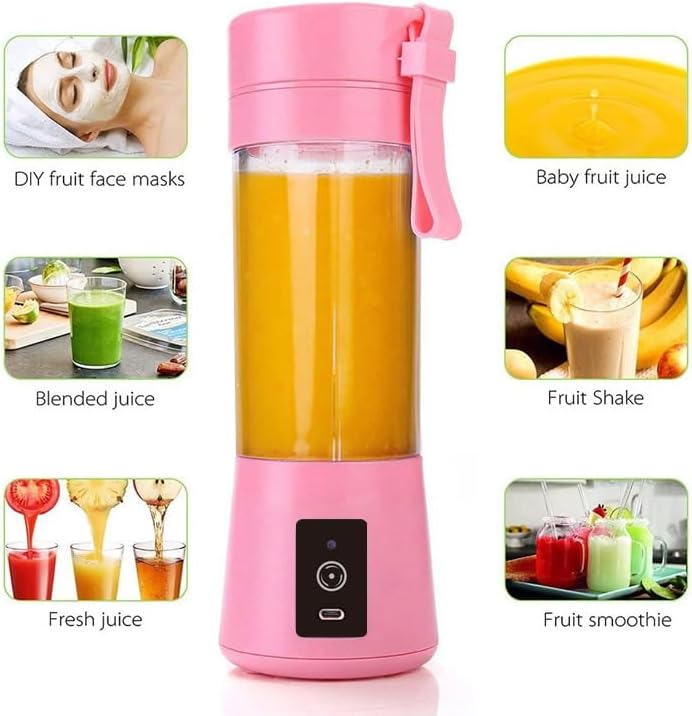 Cordless Portable Personal Size Blender - Mini Blender, 380Ml BPA Free Travel Cup, Powerful Blending Suit in Office/Home/Gym, Valentines Day Gift Pink (Pink)