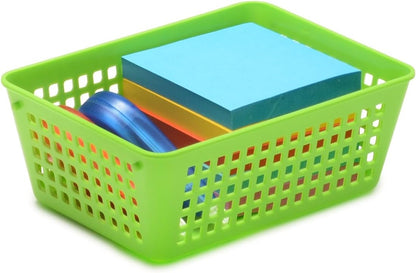 12-Pack Small Plastic Storage Baskets for Home Junk Drawers and Office Desktop Drawers Organization - Functional Trays for Kitchen, Bedroom, and Bathroom, Pink