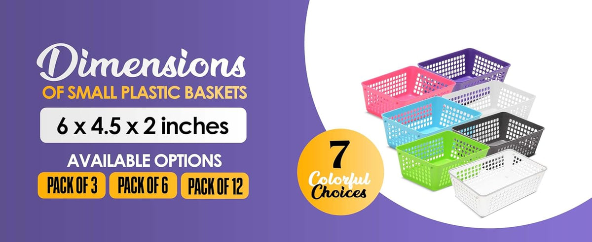 12-Pack Small Plastic Storage Baskets for Home Junk Drawers and Office Desktop Drawers Organization - Functional Trays for Kitchen, Bedroom, and Bathroom, Pink