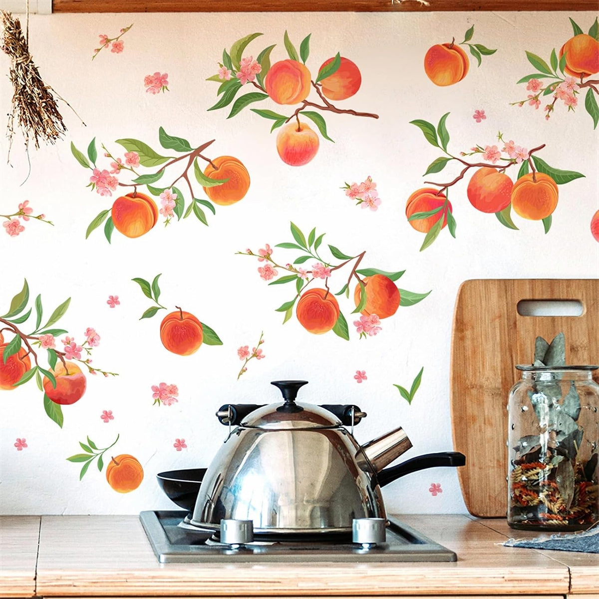 9 Pcs Peaches Wall Stickers DIY Peach Fruit Wall Art Decals