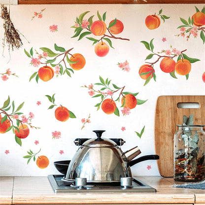 9 Pcs Peaches Wall Stickers DIY Peach Fruit Wall Art Decals