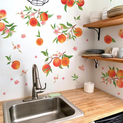 9 Pcs Peaches Wall Stickers DIY Peach Fruit Wall Art Decals