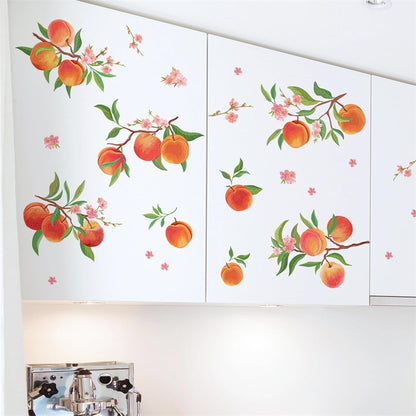9 Pcs Peaches Wall Stickers DIY Peach Fruit Wall Art Decals