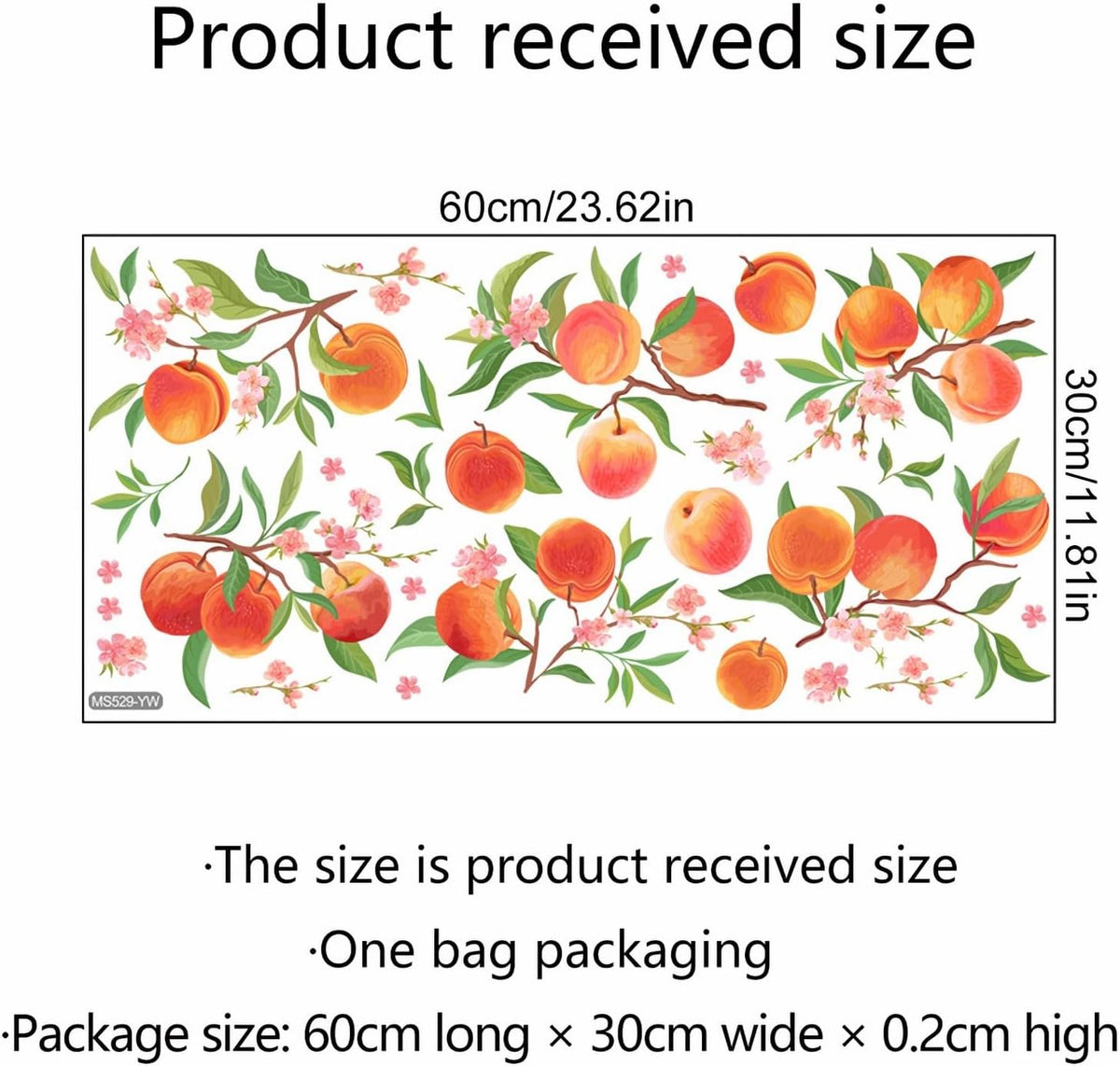 9 Pcs Peaches Wall Stickers DIY Peach Fruit Wall Art Decals