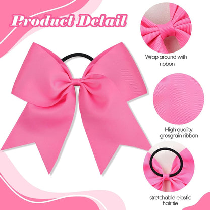 Pink Large Cheer Bows,Cheerleading Bows Ponytail Holder for Girl