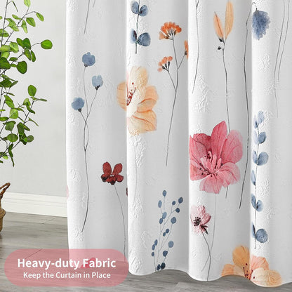 Floral Shower Curtain with Hooks, 3D Embossed, 72 x 72, Blue Yellow