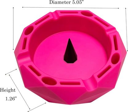 Portable Silicone Ashtray For Smoker Cigarette Accessories Heat Resistant (Pink Red)