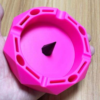 Portable Silicone Ashtray For Smoker Cigarette Accessories Heat Resistant (Pink Red)