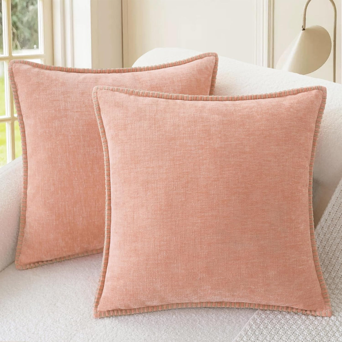 Decorative Couch Throw Pillow Covers 18 X 18 Inches Dusty Pink