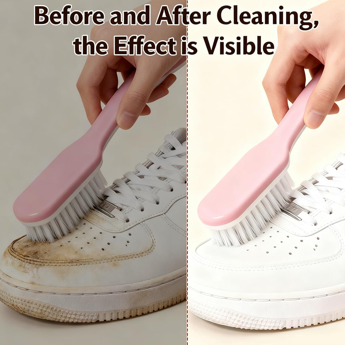 2Pack Shoe Cleaning Brush Household Laundry Clothes Scrubbing for Stains Bathroom Ergonomics Grip Easy Hold (2, Pink)