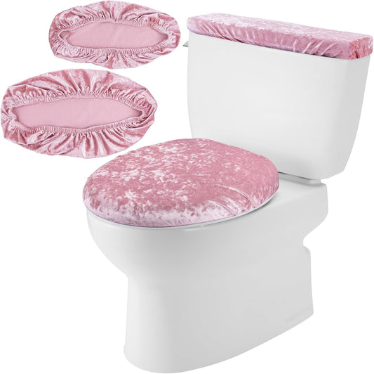 Stretch Velvet Toilet Lid Cover and Tank Lid Cover Set