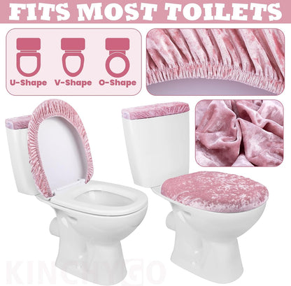 Stretch Velvet Toilet Lid Cover and Tank Lid Cover Set