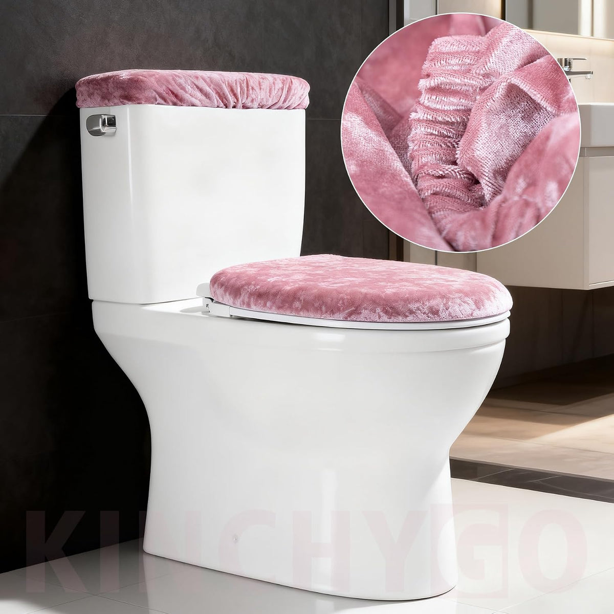 Stretch Velvet Toilet Lid Cover and Tank Lid Cover Set