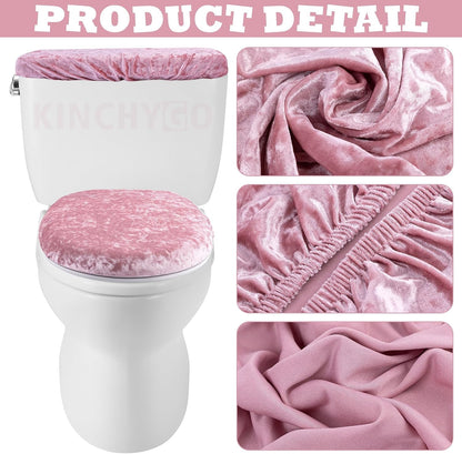 Stretch Velvet Toilet Lid Cover and Tank Lid Cover Set
