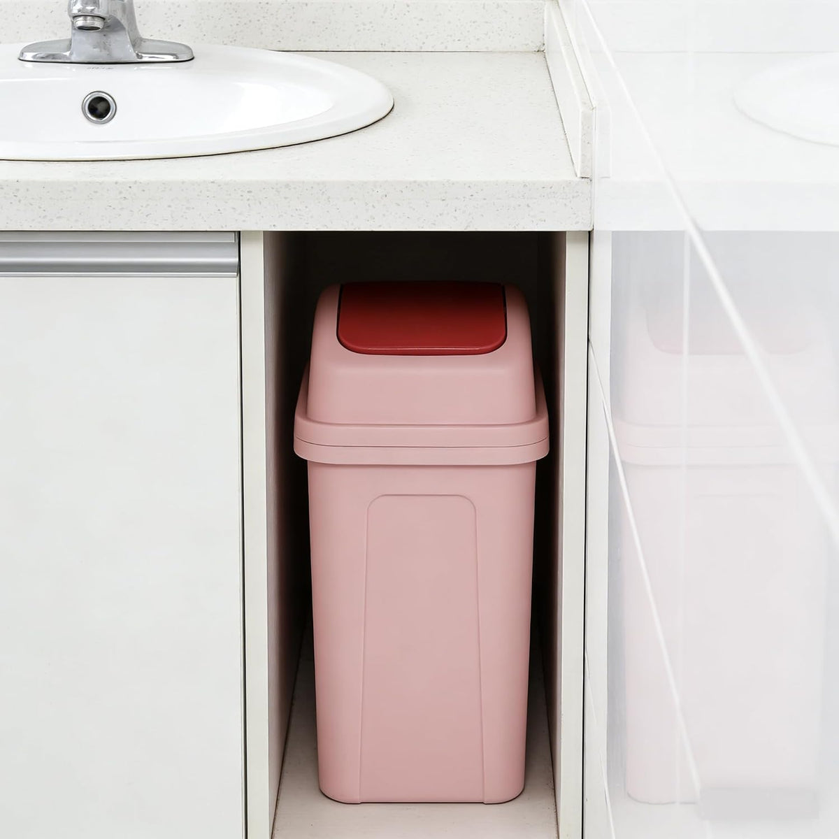 1.8 Gallon Pink Swing Top Garbage Can, Plastic Small Trash Can