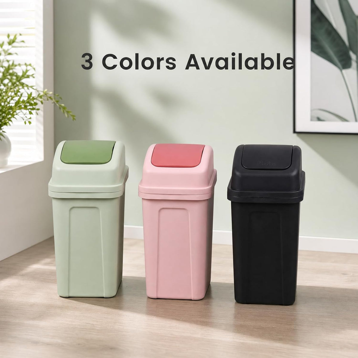 1.8 Gallon Pink Swing Top Garbage Can, Plastic Small Trash Can