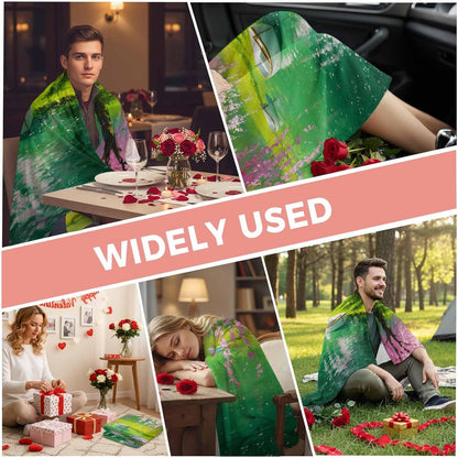 Fleece Throw Blanket, Spring Watercolor Pink Flowers Lake Water Lightweight Warm Coverlet Cozy Soft Flannel Blankets for Couch Bed Sofa Camping for All Seasons Small Boat
