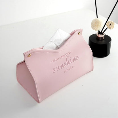 Tissue Box Holder Living Room Dining Room Friendly PU Leather Tissue Box Multi-Purpose Solid Color Creative Napkin Storage Box Tissue Box Cover(Pink)