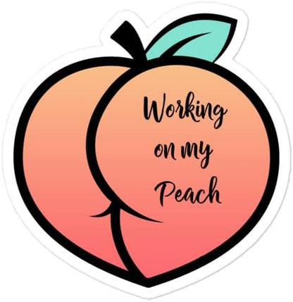Squat Sticker and Working On My Peach Workout Sticker Pack (2 Pack) Squat Funny Water Bottle Sticker, Gym Training Weightlifting Sticker for Women