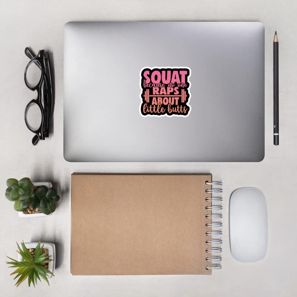 Squat Sticker and Working On My Peach Workout Sticker Pack (2 Pack) Squat Funny Water Bottle Sticker, Gym Training Weightlifting Sticker for Women