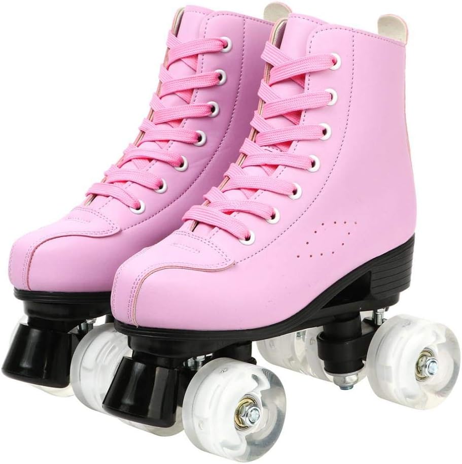 Roller Skates for Women Men Shiny Double Row Four Wheels Roller Skates Womens Roller Skates with Shoes Bag