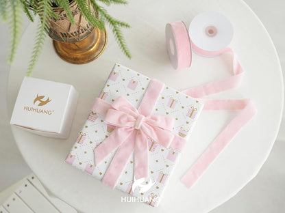 Pink Velvet Ribbon 1 inch Double Face Thick Velvet Ribbon Light Pink Ribbons for Gift Wrapping, Christmas Tree Ornaments, Wreath Decor, Bows, Crafts, Wedding Decor- 10 Yards
