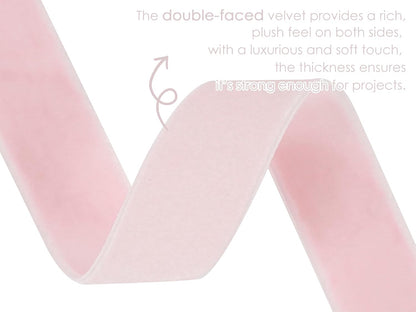 Pink Velvet Ribbon 1 inch Double Face Thick Velvet Ribbon Light Pink Ribbons for Gift Wrapping, Christmas Tree Ornaments, Wreath Decor, Bows, Crafts, Wedding Decor- 10 Yards