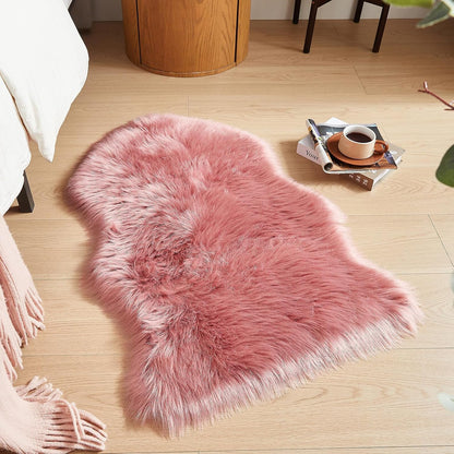 Faux Fur Rug, Blush Pink Small Area Rug, Fluffy Sheepskin Rug, Fuzzy Ultra Soft 2 x 3 ft Shag Rugs for Bedroom Sofa Throw Cushion Room Decor, Sheepskin