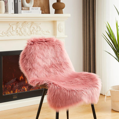 Faux Fur Rug, Blush Pink Small Area Rug, Fluffy Sheepskin Rug, Fuzzy Ultra Soft 2 x 3 ft Shag Rugs for Bedroom Sofa Throw Cushion Room Decor, Sheepskin