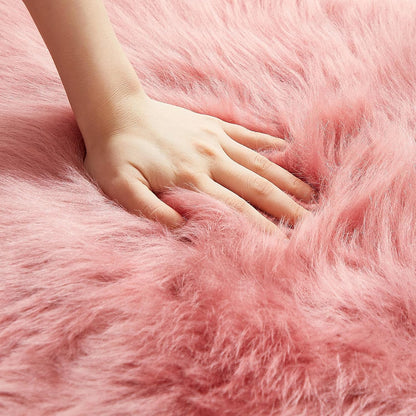 Faux Fur Rug, Blush Pink Small Area Rug, Fluffy Sheepskin Rug, Fuzzy Ultra Soft 2 x 3 ft Shag Rugs for Bedroom Sofa Throw Cushion Room Decor, Sheepskin
