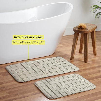 Bath Mat - Bathroom Decor by Megan Galante - Non-Slip Memory Foam Bathroom Rugs, Soft Microfiber, Machine Washable, 17" x 24", Crane Dance Mauve Pink