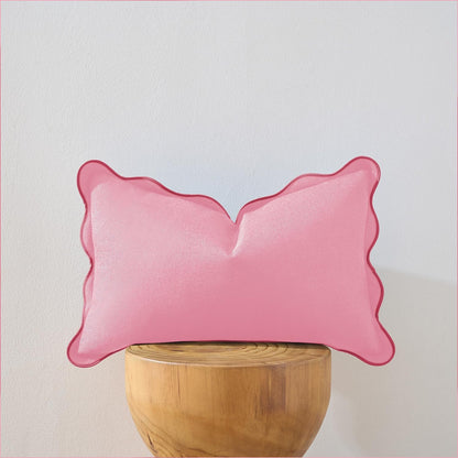 Scalloped Throw Pillow Covers | Decorative Couch Pillows | Boho Sytle for Living Room | for Valentines Day (Pink, 12x20 Inch)