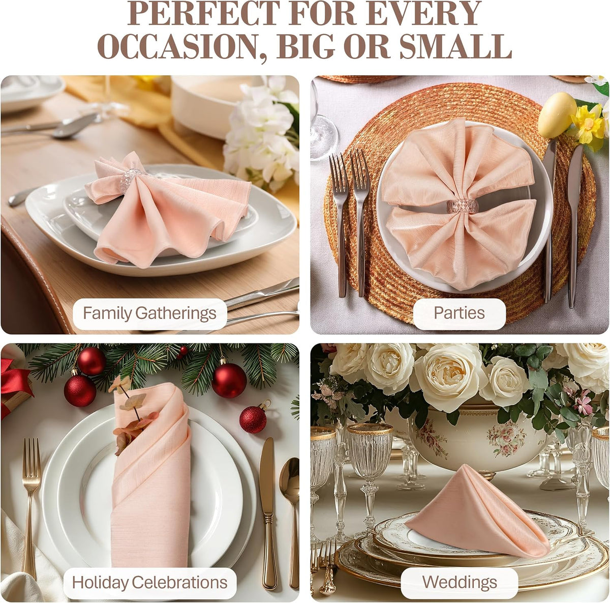 17x17-Inch Shantung Cloth Napkins, Ice Peach, Set of 120