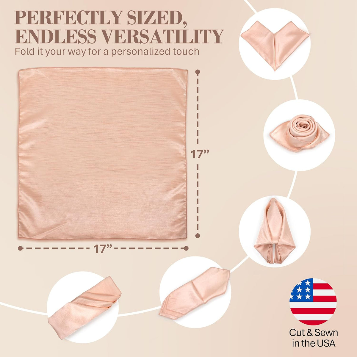 17x17-Inch Shantung Cloth Napkins, Ice Peach, Set of 120