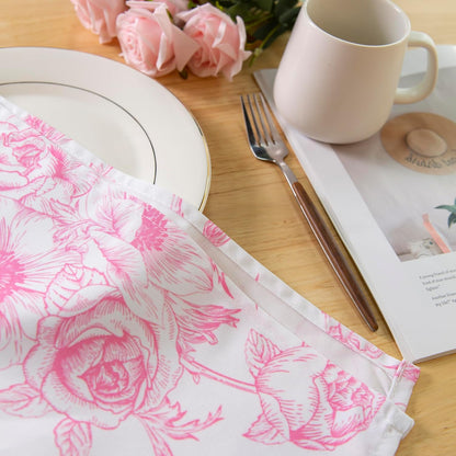 Pink Floral Heavy Duty Cloth Napkins - 17 x 17 Inch Solid Washable Polyester Dinner Napkins - Set of 8 Napkins with Hemmed Edges - Great for Weddings, Parties, Banquets Dinner & More