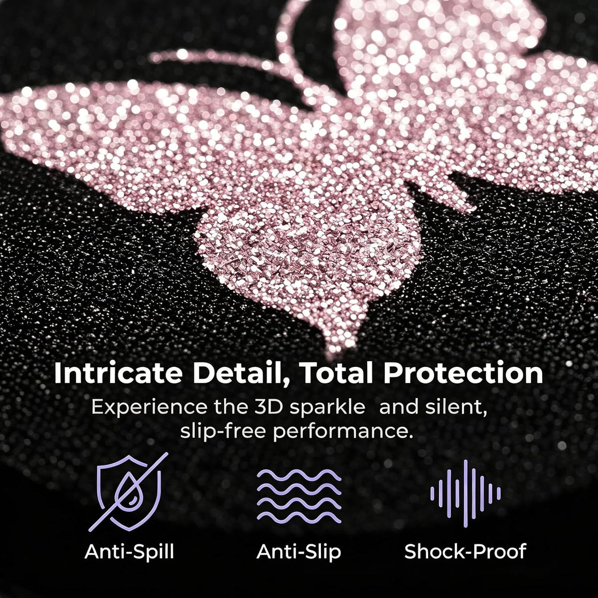 2PCS Bling Cup Holder Coaster, Anti-Slip Bling Butterfly Cup Holder Coasters for Car, 2.75In Diamond Drink Cup Mug Mat Pad, Universal Car Interior Accessories for Women (Pink)