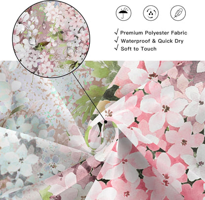 Blush Pink Floral Fabric Shower Curtains for Bathroom, 72x72