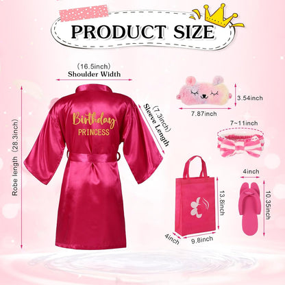 30 Pcs Spa Birthday Party Supplies 6 Set Sleepover Party Satin Robes Pack Birthday Princess Squad Kit