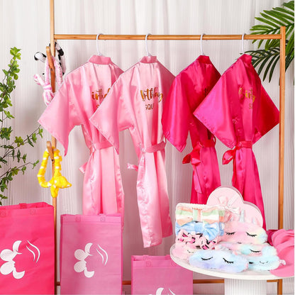 30 Pcs Spa Birthday Party Supplies 6 Set Sleepover Party Satin Robes Pack Birthday Princess Squad Kit