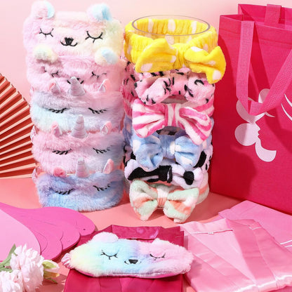 30 Pcs Spa Birthday Party Supplies 6 Set Sleepover Party Satin Robes Pack Birthday Princess Squad Kit