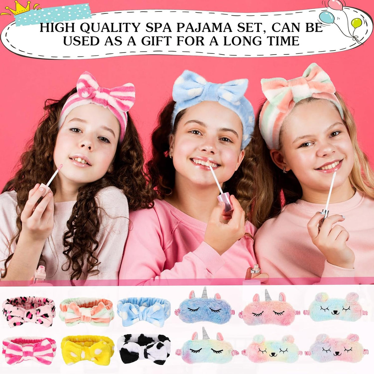 30 Pcs Spa Birthday Party Supplies 6 Set Sleepover Party Satin Robes Pack Birthday Princess Squad Kit