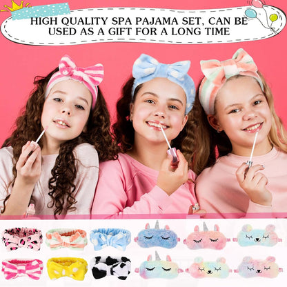 30 Pcs Spa Birthday Party Supplies 6 Set Sleepover Party Satin Robes Pack Birthday Princess Squad Kit