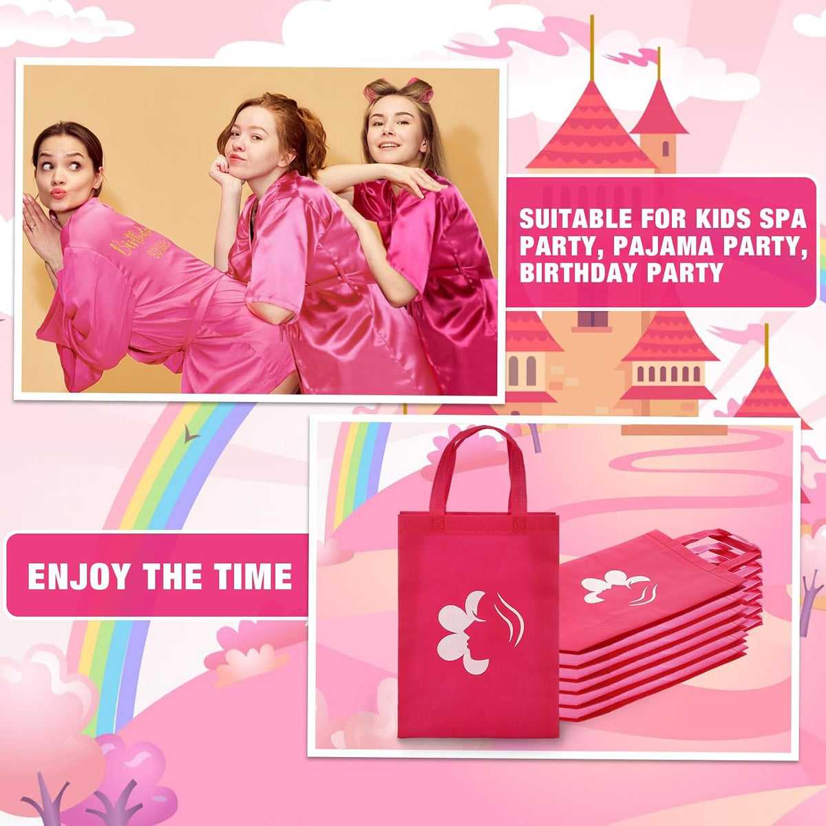 30 Pcs Spa Birthday Party Supplies 6 Set Sleepover Party Satin Robes Pack Birthday Princess Squad Kit