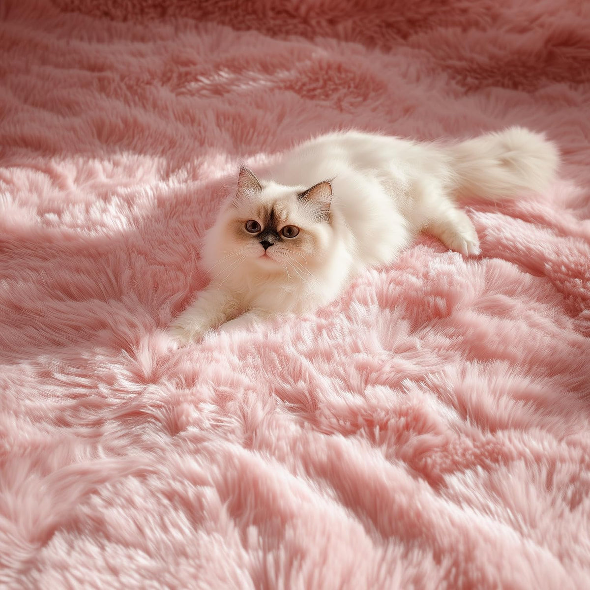 Pink Round Rug for Girls Bedroom 4Ft, Fluffy Shaggy Fuzzy Circle Area Rugs