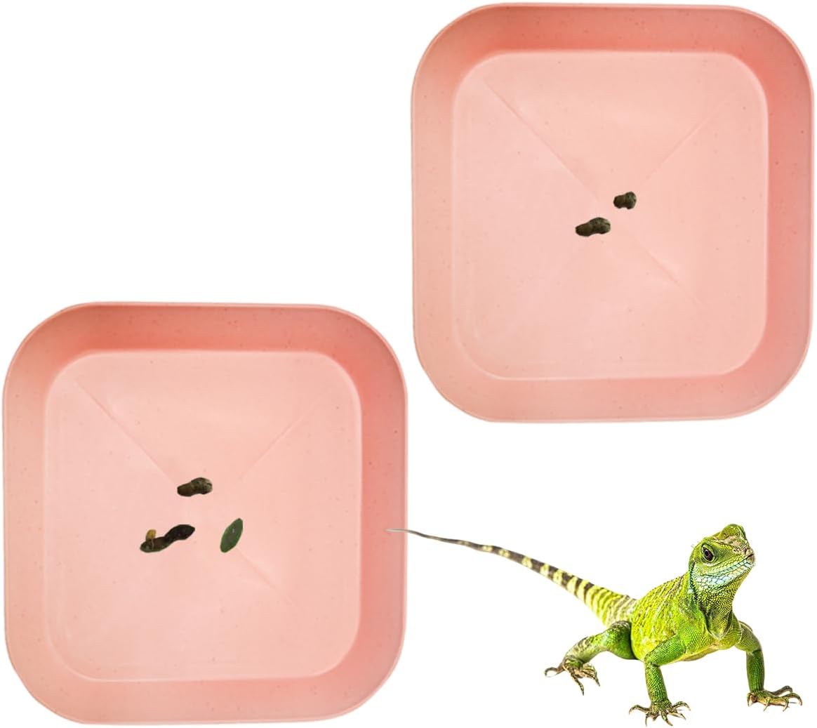 2 Pcs Leopard Gecko Potty Pad,Crested Gecko Potty Latrine，Leopard Gecko Tray，Reptile Litter Box，Portable Gecko Tank Accessories (Pink)