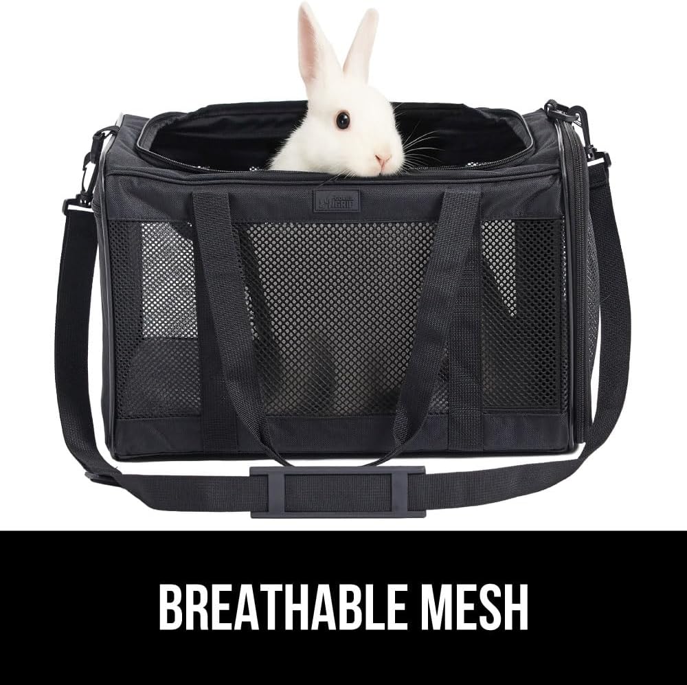 GORILLA GRIP Cat Carrier Travel Bag Up to 15 Lbs, Soft Collapsible Small Dog Carriers, Top and Side Entry Breathable Mesh, Grip Feet on Underside, Cozy Washable Waterproof Pad, Portable Kennel, Black