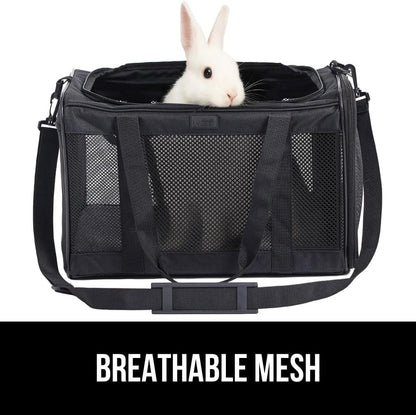 GORILLA GRIP Cat Carrier Travel Bag Up to 15 Lbs, Soft Collapsible Small Dog Carriers, Top and Side Entry Breathable Mesh, Grip Feet on Underside, Cozy Washable Waterproof Pad, Portable Kennel, Black