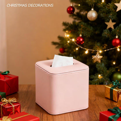 Tissue Box Holder Square PU Leather Stylish Facial Tissue Box with Magnetic Closure Decorative Cube Tissue Box Cover for Bathroom Vanity Office