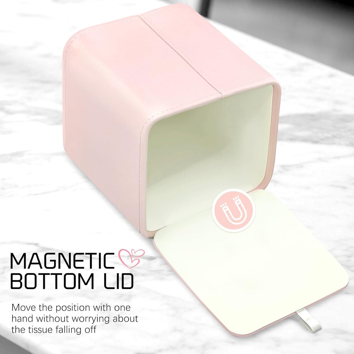 Tissue Box Holder Square PU Leather Stylish Facial Tissue Box with Magnetic Closure Decorative Cube Tissue Box Cover for Bathroom Vanity Office