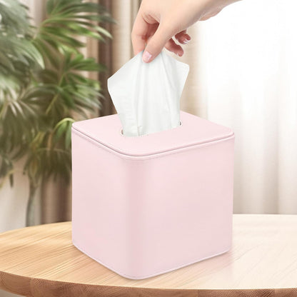 Tissue Box Holder Square PU Leather Stylish Facial Tissue Box with Magnetic Closure Decorative Cube Tissue Box Cover for Bathroom Vanity Office
